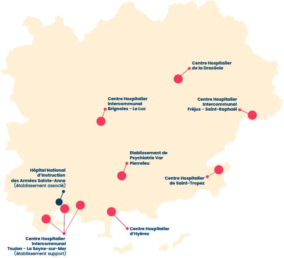 Carte des établissements GHT Var